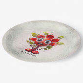 Papierplatte aus roter Blume Pappteller (Schrägansicht)