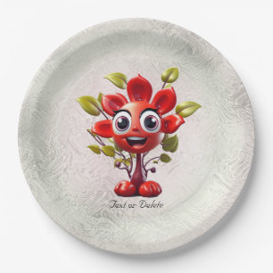 Papierplatte aus roter Blume Pappteller