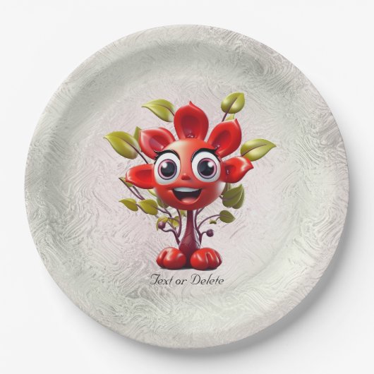 Papierplatte aus roter Blume Pappteller (Vorderseite)