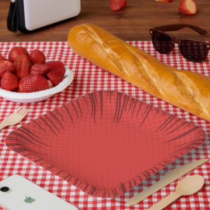 Papierplatte aus roter Sternexplosion Pappteller