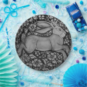 Papierplatte aus schwarzem und weißem Kaninchen Pappteller (Party)