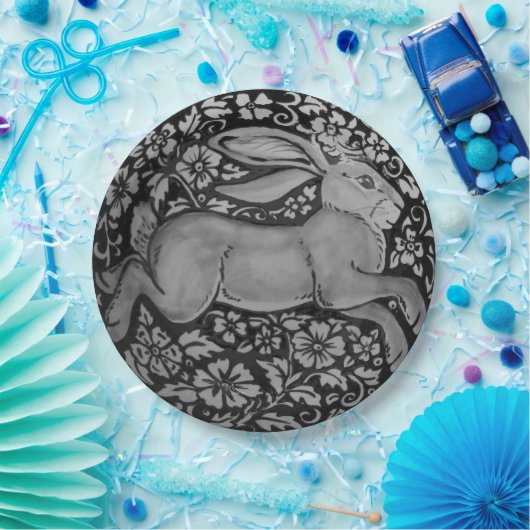 Papierplatte aus schwarzem und weißem Kaninchen Pappteller (Party)