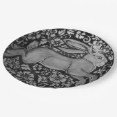 Papierplatte aus schwarzem und weißem Kaninchen Pappteller (Schrägansicht)