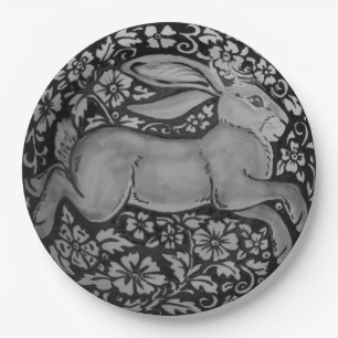 Papierplatte aus schwarzem und weißem Kaninchen Pappteller