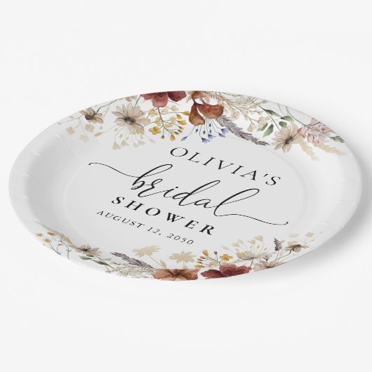 Papierplatte aus Tiny Wildblume Brautparty Pappteller (Schrägansicht)