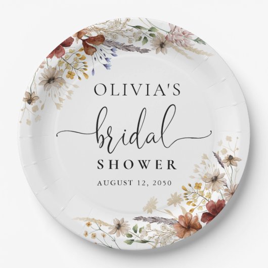 Papierplatte aus Tiny Wildblume Brautparty Pappteller (Vorderseite)