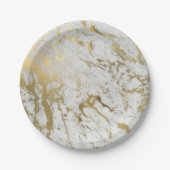 Papierplatte aus weißem und goldenem Marmor Pappteller (Vorderseite)