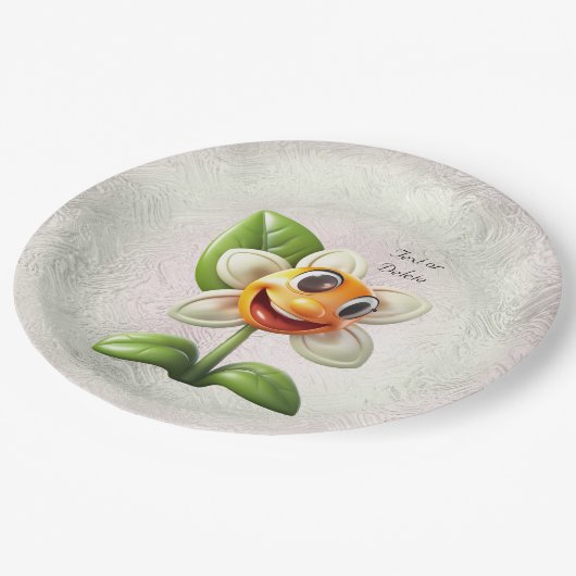 Papierplatte aus weißer Blume Pappteller (Schrägansicht)