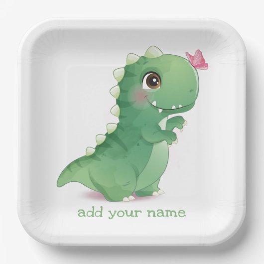 PAPIERPLATTE: BABY DINOSAUR PAPPTELLER (Vorderseite)