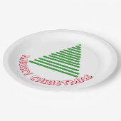 Papierplatte - Baum und frohe Weihnachten Pappteller (Schrägansicht)