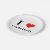 Papierplatte - Benutzerdefiniertes I-Herz (Ihr Tex Pappteller (Schrägansicht)