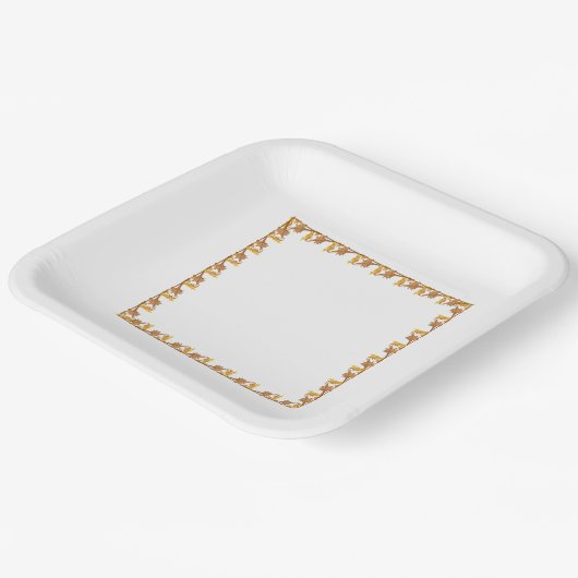 Papierplatte - Blätter aus Eisen in goldenem Winke Pappteller (Gewinkelt)