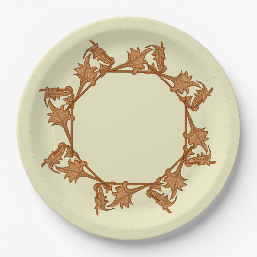 Papierplatte - Blätter im Kreis (Oktagon) Pappteller (Vorderseite)