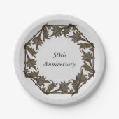 Papierplatte - Blätter in einem Kreis Pappteller (Vorderseite)