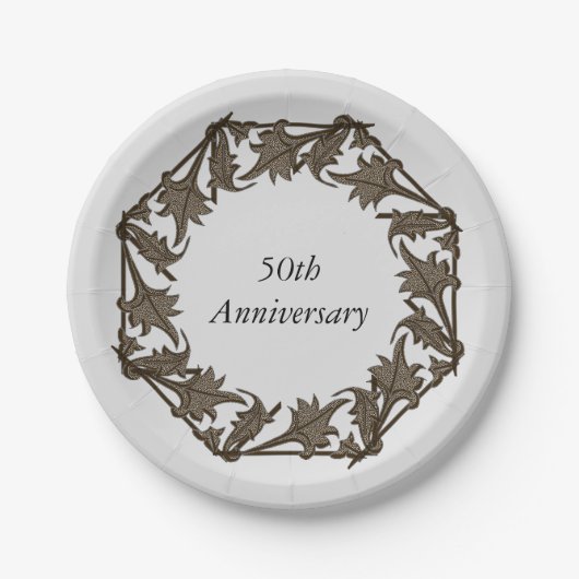 Papierplatte - Blätter in einem Kreis Pappteller (Vorderseite)