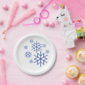 Papierplatte - Blaue Schneeflocken Pappteller (Party)