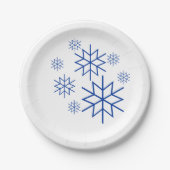 Papierplatte - Blaue Schneeflocken Pappteller (Vorderseite)