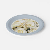 Papierplatte-blauer Nebel mit ivorischen Rose Pappteller (Schrägansicht)