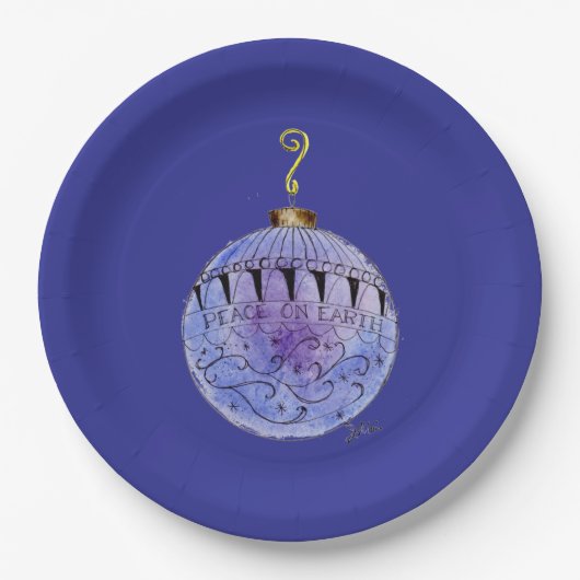 Papierplatte - Blauer Weltfrieden Pappteller (Vorderseite)