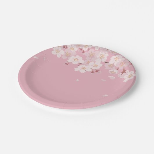 PAPIERPLATTE: CHERRY BLOSSOM PETALS PAPPTELLER (Schrägansicht)