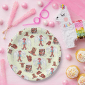 Papierplatte Cowboy und Pferdebraun Pappteller (Party)