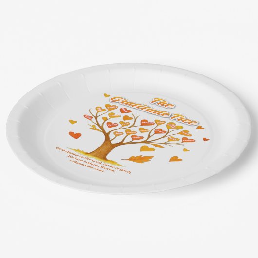 Papierplatte "Der Dankeschön-Baum" Pappteller (Schrägansicht)