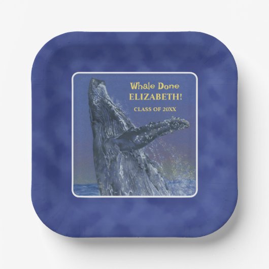 Papierplatte der Fun Whale Graduation Pappteller (Vorderseite)