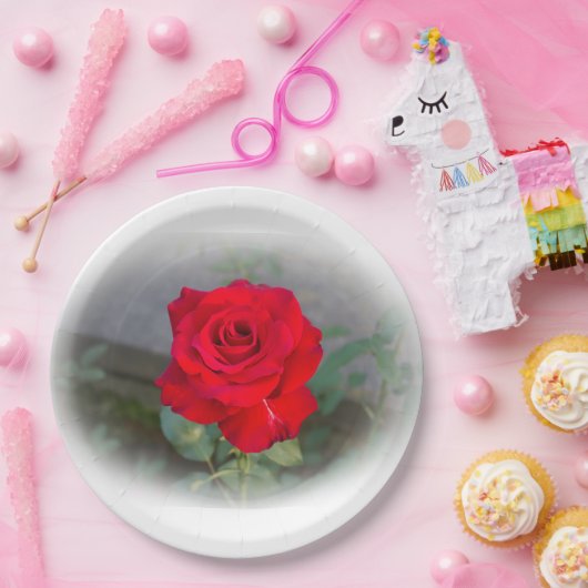 Papierplatte der klassischen Rote Rose Pappteller (Party)