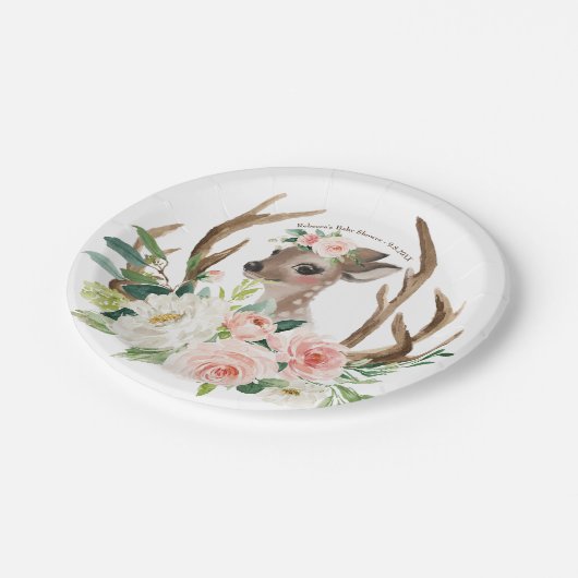 Papierplatte der niedlichen Rotwild der Babydusche Pappteller (Schrägansicht)