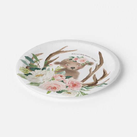 Papierplatte des niedlichen Bären der Babydusche Pappteller (Schrägansicht)