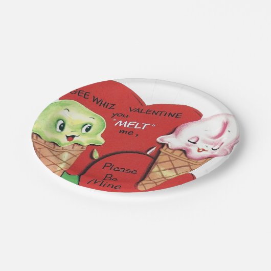 Papierplatte des niedlichen retro Vintagen Pappteller (Schrägansicht)