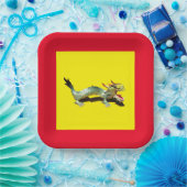 Papierplatte - Drache und rote Grenze Pappteller (Party)
