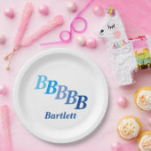 Papierplatte - Einstiche, Name in der Blues Pappteller (Party)