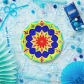 Papierplatte: Farbiger Uhreneffekt. Pappteller (Party)