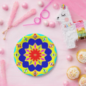 Papierplatte: Farbiger Uhreneffekt. Pappteller (Party)