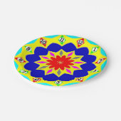 Papierplatte: Farbiger Uhreneffekt. Pappteller (Schrägansicht)