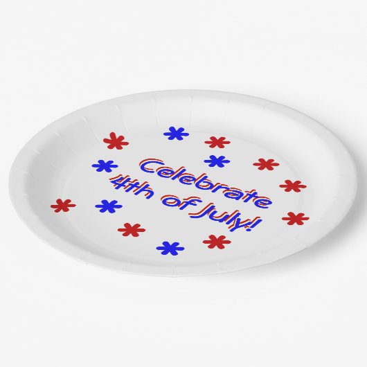 Papierplatte - Feier 4. Juli Pappteller (Schrägansicht)