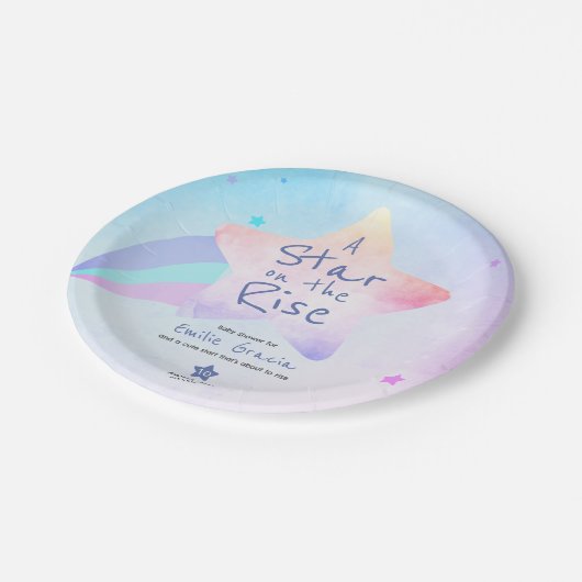 Papierplatte für Babydusche | Aufstiegssmotiv Pappteller (Schrägansicht)