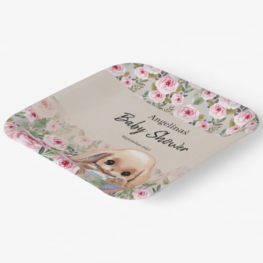 Papierplatte für Babydusche mit niedlichem Design. Pappteller (Gewinkelt)