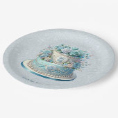 Papierplatte für blaue Blume Pappteller (Schrägansicht)