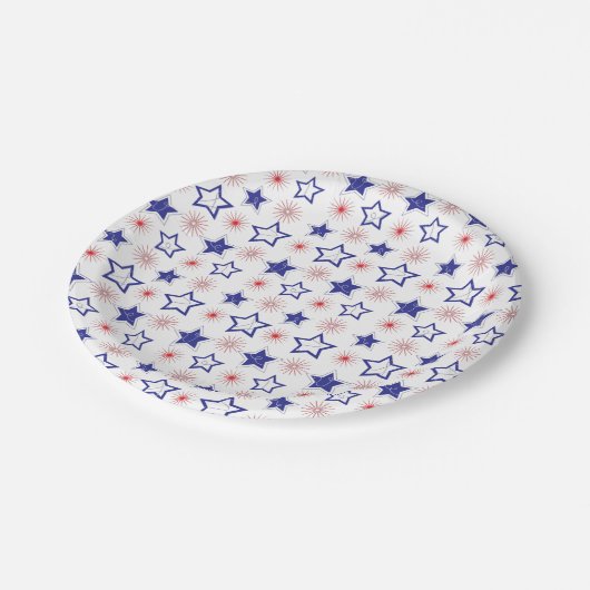 Papierplatte für blaue Sterne Pappteller (Schrägansicht)