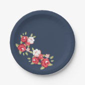 Papierplatte für blaue Vintage Rose Pappteller (Vorderseite)