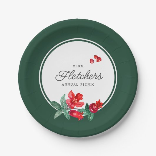 Papierplatte für botanisches Granatapfelpapier Pappteller (Vorderseite)