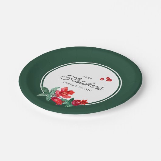 Papierplatte für botanisches Granatapfelpapier Pappteller (Schrägansicht)