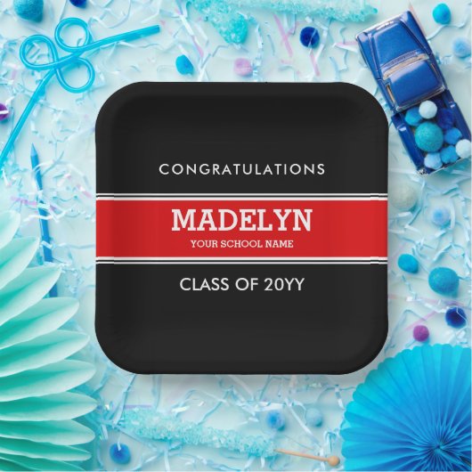 Papierplatte für den roten und schwarzen Abschluss Pappteller (Party)