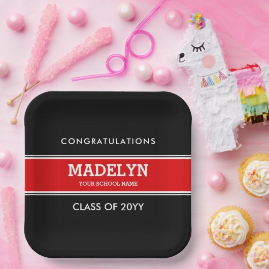 Papierplatte für den roten und schwarzen Abschluss Pappteller (Party)