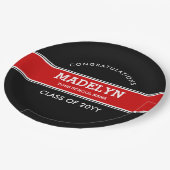 Papierplatte für den schwarzen und roten Abschluss Pappteller (Schrägansicht)