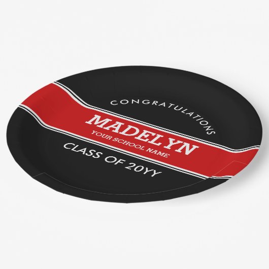 Papierplatte für den schwarzen und roten Abschluss Pappteller (Schrägansicht)