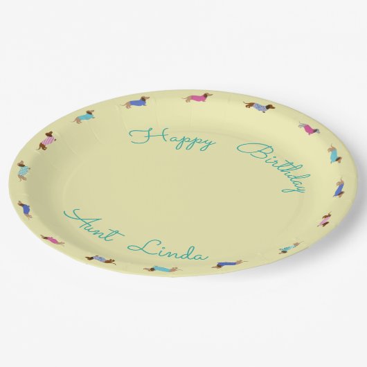 Papierplatte für die Dackel von Pastell Pappteller (Schrägansicht)