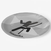 Papierplatte für die weibliche Rock Climber-Ausfüh Pappteller (Schrägansicht)